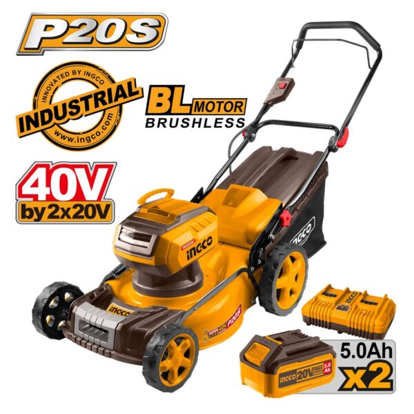 Μηχανή Γκαζόν Μπαταρίας 18"  2x20V Li-Ion LMLI20186 INGCO